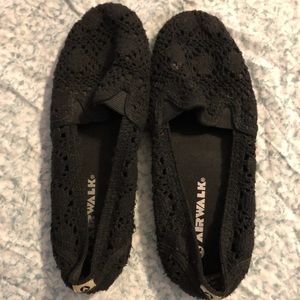 Airwalk Black Crotchet Flats